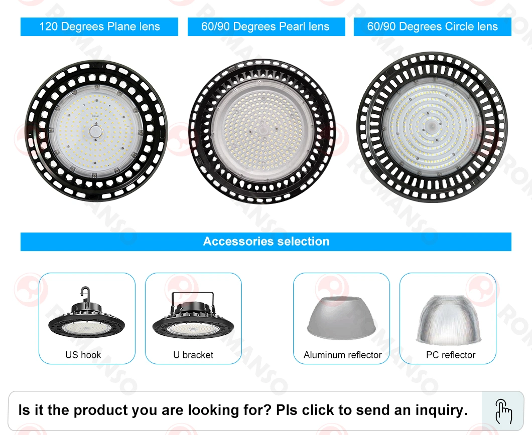 Manufacture 150lm/W Romanso China LED Housing High Bay Lighting Light Industry Alloy