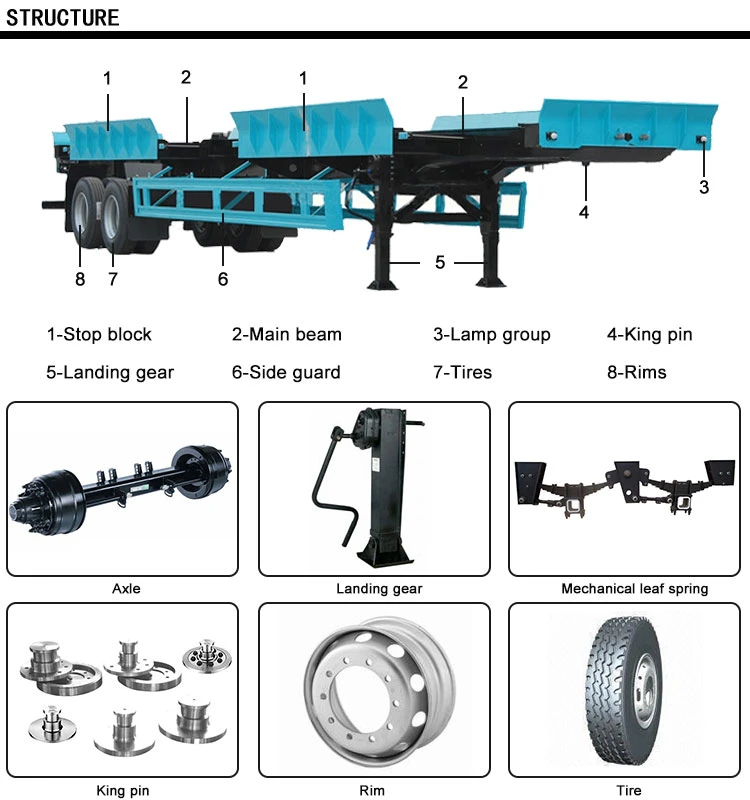 Best Price 2 Axle 40 Ton 40FT Port Terminal Skeleton Semi Trailer for Sale