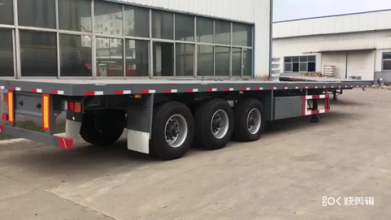 Camion semi-remorque à lit plat pour conteneur de 40 pieds à usage intensif à 3 essieux à vendre